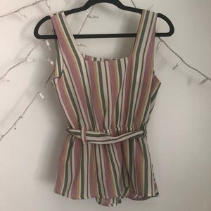 Retro striped sleeveless blouse